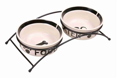 Trixie Voerbak / Drinkbak Set Eat On Your Feet Wit / Zwart 2X600 ML 15 CM