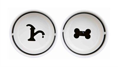 Trixie Voerbak / Drinkbak Set Eat On Your Feet Wit / Zwart 2X600 ML 15 CM