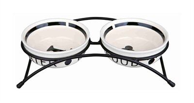 Trixie Voerbak / Drinkbak Set Eat On Your Feet Wit / Zwart 2X600 ML 15 CM