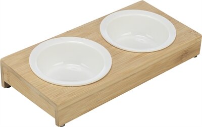 Trixie Voerbak Waterbak-Set Keramiek / Bamboe 30X14X5 CM 2X250 ML