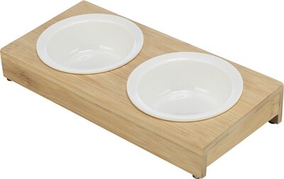 Trixie Voerbak Waterbak-Set Keramiek / Bamboe 30X14X5 CM 2X250 ML