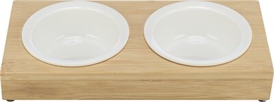 Trixie Voerbak Waterbak-Set Keramiek / Bamboe 30X14X5 CM 2X250 ML