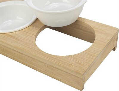Trixie Voerbak Waterbak-Set Keramiek / Bamboe 30X14X5 CM 2X250 ML