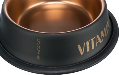 Trixie Be Nordic Voer / Waterbak Rvs / Rubber Zwart / Brons 15 CM 200 ML