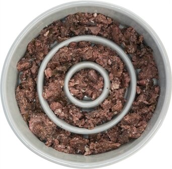 Trixie Voerbak Slowfeeding Keramiek Grijs / Blauw 14X14 CM 450 ML