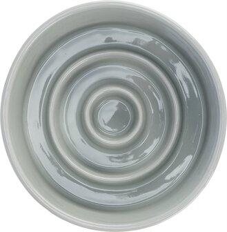 Trixie Voerbak Slowfeeding Keramiek Grijs / Blauw 14X14 CM 450 ML