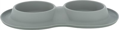 Trixie Voerbak / Waterbak Dubbel Siliconen / Rvs Grijs 2X400 ML