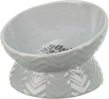 Trixie Verhoogde Voerbak / Waterbak Keramiek Grijs 350 ML 17 CM