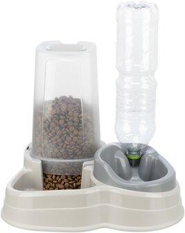 Trixie Voerdispenser En Waterdispenser Kunststof Grijs / Taupe 3,5 LTR