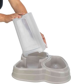 Trixie Voerdispenser En Waterdispenser Kunststof Grijs / Taupe 3,5 LTR