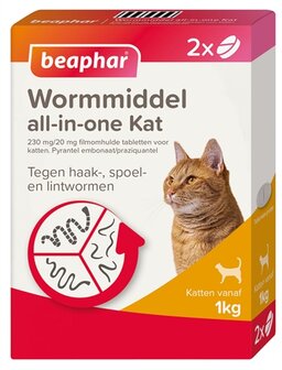 Beaphar Wormmiddel All-In-One Kat 2 TBL
