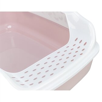 Trixie Kattenbak Delio Met Rand Bedrukt Lichtroze / Wit 50X38X20 CM
