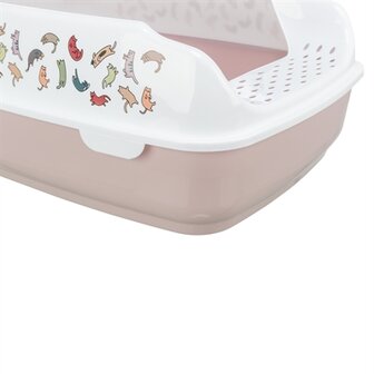 Trixie Kattenbak Delio Met Rand Bedrukt Lichtroze / Wit 50X38X20 CM