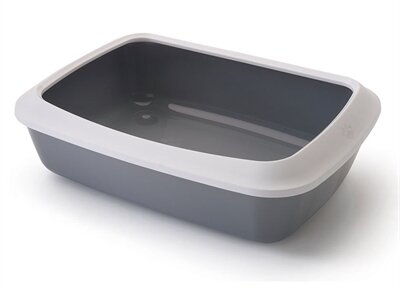 Savic Kattenbak Iriz Met Rand Koudgrijs / Wit 42X31X12,5 CM