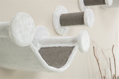 Trixie Katten Klimset Voor Aan De Muur 4 Klimplekken Wit / Grijs 78X30X30 CM