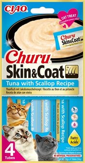 Inaba Churu Skin &amp; Coat Tuna With Scallop Recipe 4X14GR
