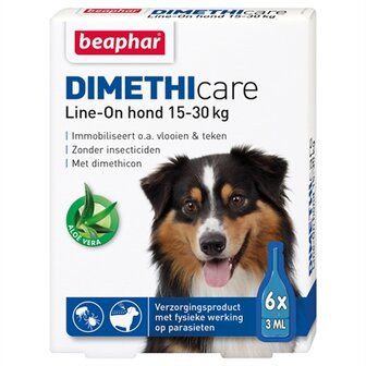 Beaphar Dimethicare Line-On Hond Tegen Vlooien En Teken 15-30 KG 6 PIP 3 ML