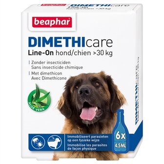 Beaphar Dimethicare Line-On Hond Tegen Vlooien En Teken &gt;30 KG 6 PIP 4,5 ML