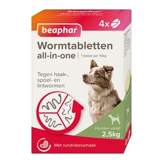 Beaphar Wormtablet All-In-One Hond 2,5-40 KG 4 TBL