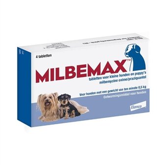 Milbemax Tablet Ontworming Puppy / Kleine Hond 0,5-10 KG 4 TBL