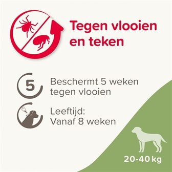 Beaphar Fiprotec Hond Tegen Teken En Vlooien 20-40 KG 3+1 PIP