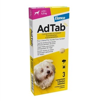 Adtab Kauwtablet Hond 2,5-5,5 KG 3 TBL
