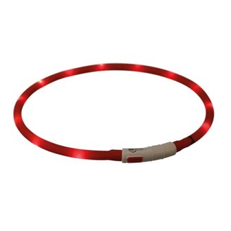 Trixie Lichtgevende Halsband Hond Usb Siliconen Oplaadbaar Rood 70X1 CM