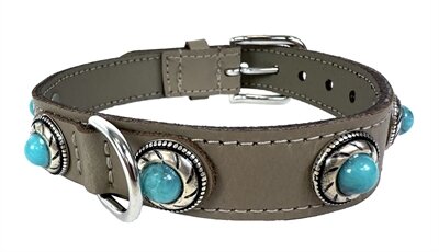 Sazzz Halsband Hond Adventure Stone Classic Leer Taupe 27-33X2,5 CM