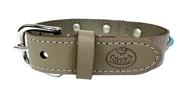 Sazzz Halsband Hond Adventure Stone Classic Leer Taupe 27-33X2,5 CM