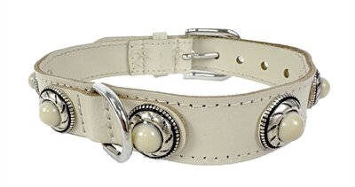 Sazzz Halsband Hond Adventure Stone Classic Leer Creme 32-39X2,5 CM