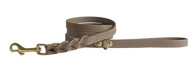 Sazzz Hondenriem Passion Braided Classic Leer Taupe 135X1,5 CM