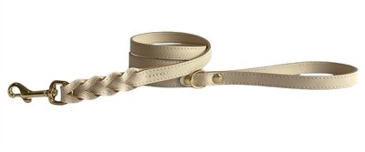Sazzz Hondenriem Passion Braided Classic Leer Creme 135X1,5 CM