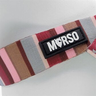 Morso Mini Hondentuig Verstelbaar Gerecycled Skyline Rood / Roze 29-38X2,5 CM
