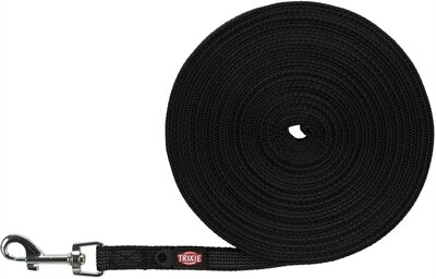 Trixie Hondenriem Sleeplijn Met Rubber Bekleed Zwart 10 MTRX1,5 CM