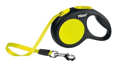 Flexi Rollijn New Classic Neon Tape Zwart / Geel L 5 MTR