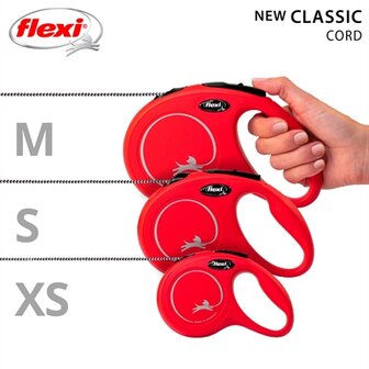 Flexi Rollijn Classic Cord Rood M 5 MTR