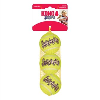 Kong Squeakair Tennisbal Geel Met Piep MEDIUM 6,5 CM 3 ST