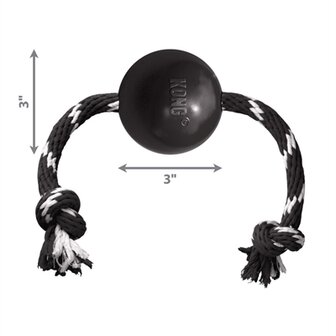 Kong Extreme Bal Met Touw Zwart / Wit 7,5X7,5X7,5 CM