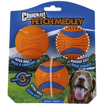 Chuckit Fetch Medley Gen 3 MEDIUM 3 ST