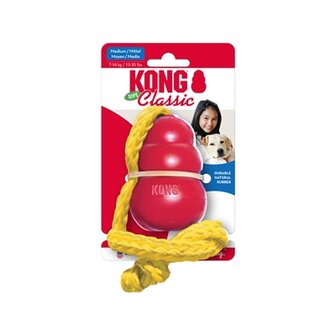 Kong Classic Met Touw Rood / Geel 5,5X5,5X56 CM