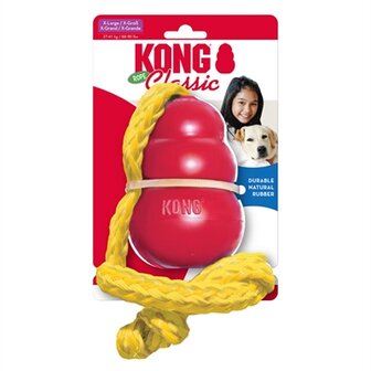 Kong Classic Met Touw Rood / Geel 9X9X61 CM