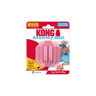 Kong Puppy Activity Rubber Bal Roze Of Lichtblauw Assorti TOT 9 KG 6,5X6,5X6,5 CM