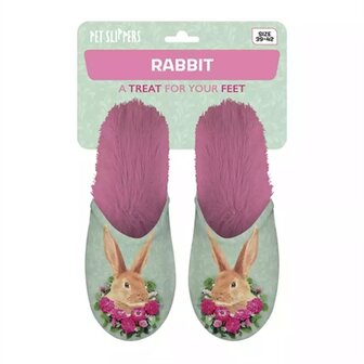 Merkloos Pantoffel Konijn Groen / Roze MAAT 39-42