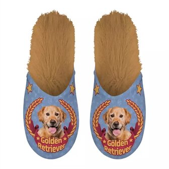 Merkloos Pantoffel Golden Retriever Lila / Beige MAAT 39-42