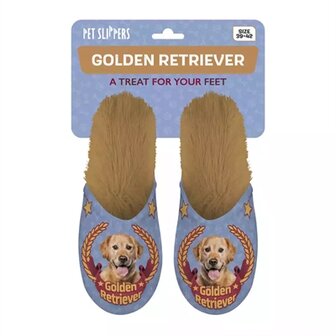Merkloos Pantoffel Golden Retriever Lila / Beige MAAT 39-42