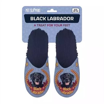 Merkloos Pantoffel Black Labrador Donkerblauw MAAT 39-42