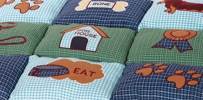 TRIXIE HONDENKUSSEN PATCHWORK BLAUW / GROEN