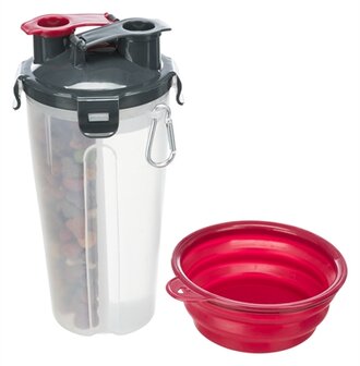 TRIXIE WATERFLES / VOERFLES INCLUSIEF REISBAK KUNSTSTOF / SILICONE