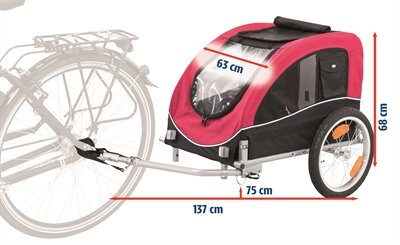 TRIXIE HONDENFIETSKAR ZWART / ROOD