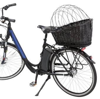 TRIXIE FIETSMAND MET DRAADKOEPEL ACHTEROP ZWART